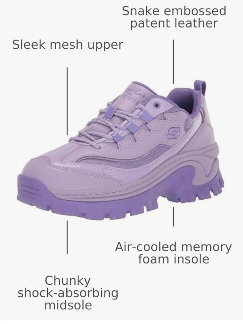 Skechers Women's Lavender Platform Trail Sneakers - Picture 4 of 6